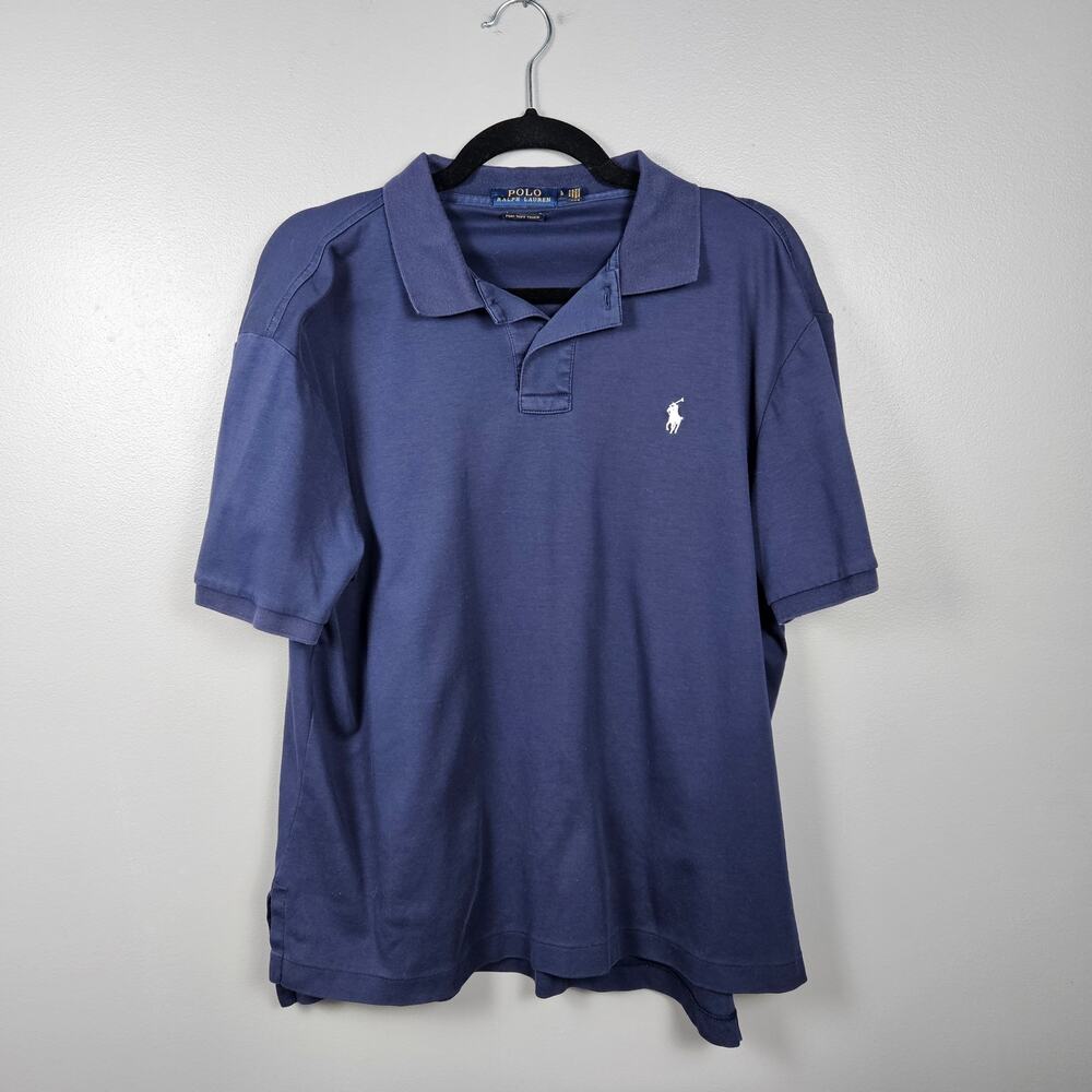 Polo Ralph Lauren Mens L Pima Soft Touch Polo Shirt Short Sleeve‎ Navy Blue